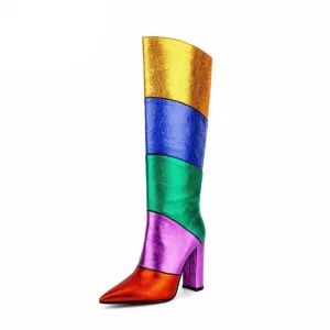 TEEK - Metallic Rainbow Stripe Boots